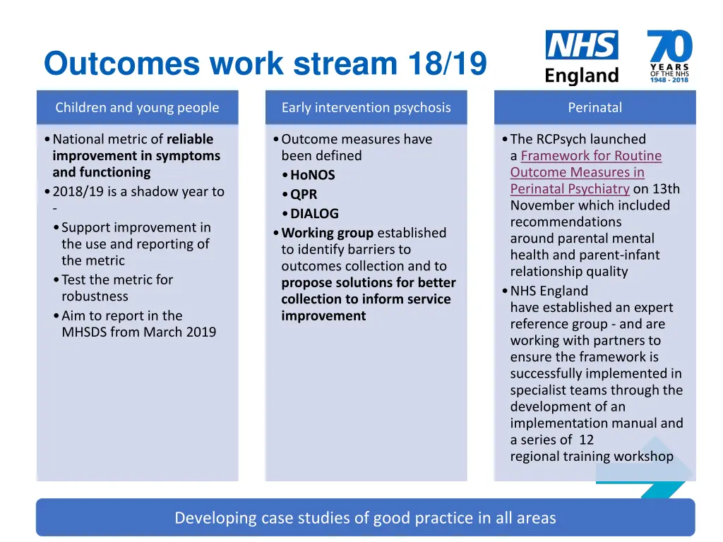 outcomes work stream 18 19