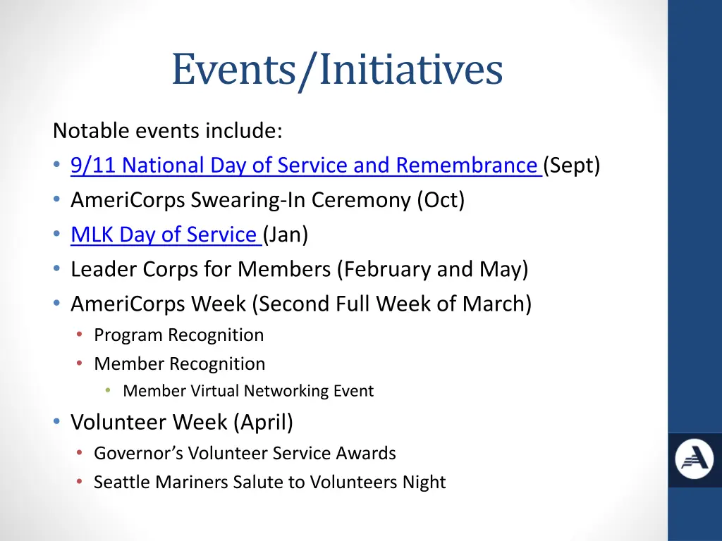 events initiatives