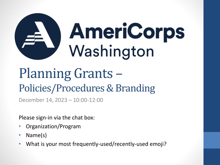 planning grants policies procedures branding