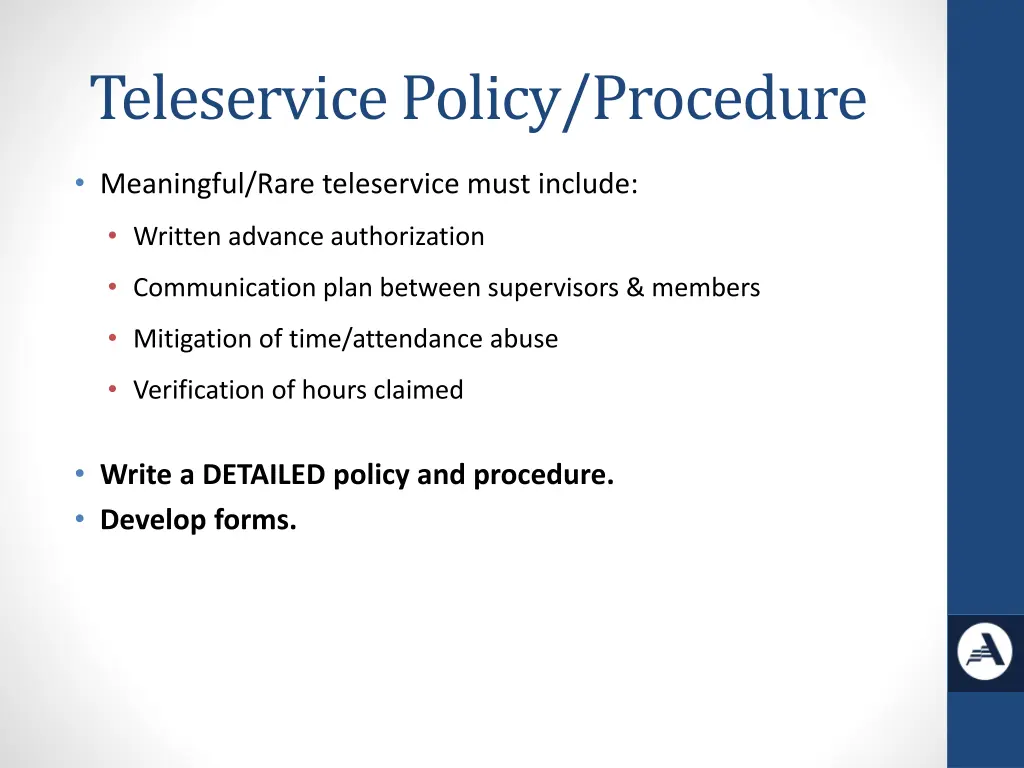 teleservice policy procedure 1