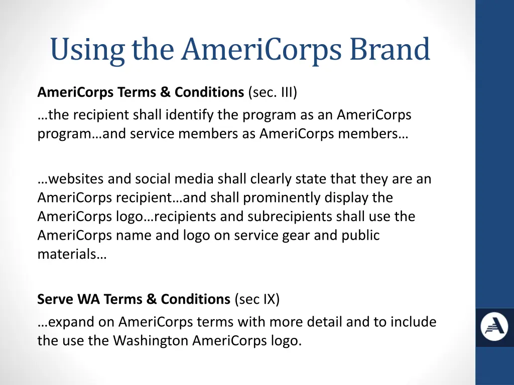 using the americorps brand