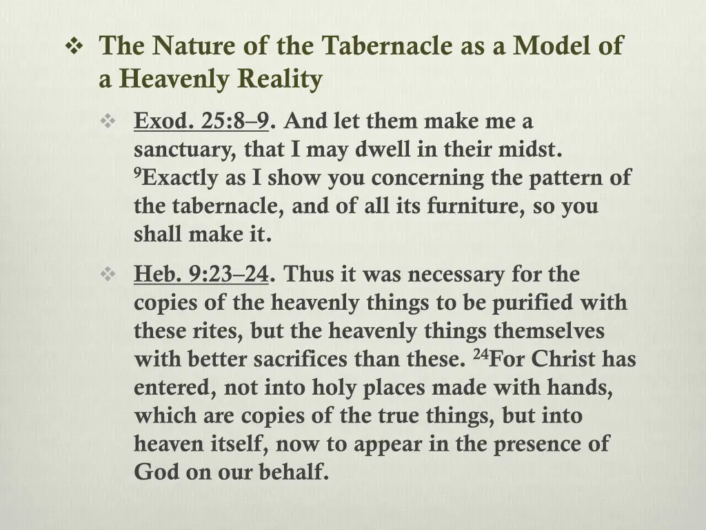 the nature of the tabernacle as a model