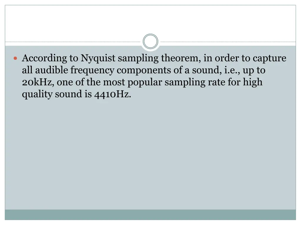 according to nyquist sampling theorem in order