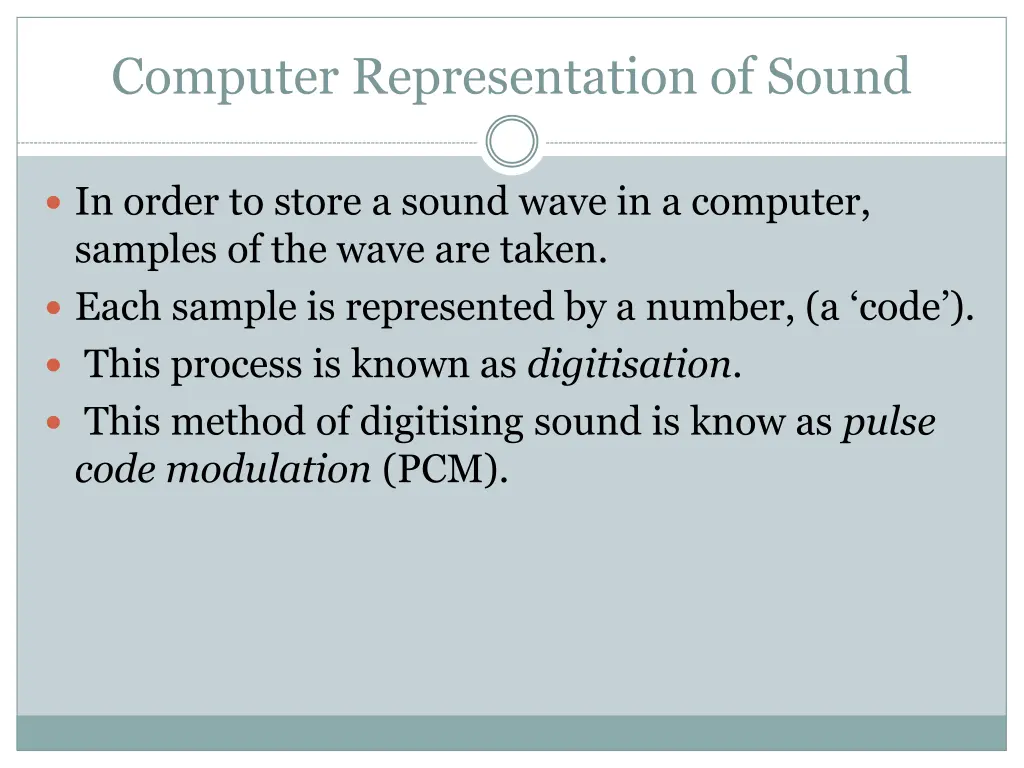 computer representation of sound