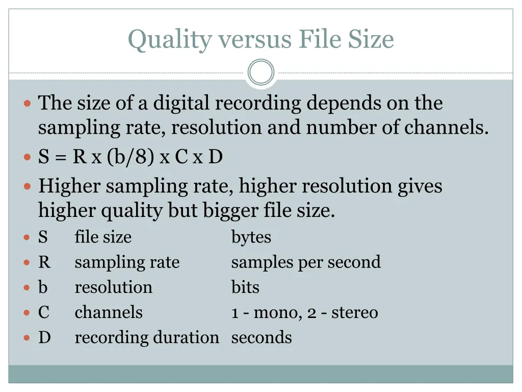 quality versus file size