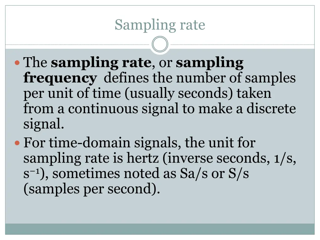 sampling rate