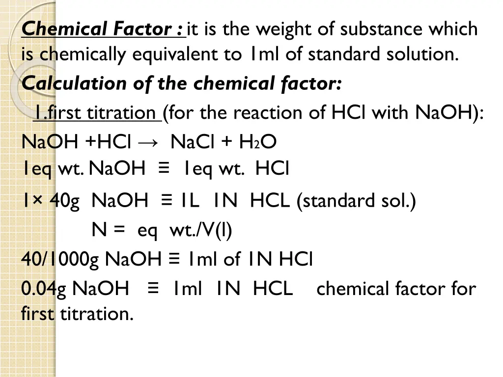 chemical factor it is the weight of substance