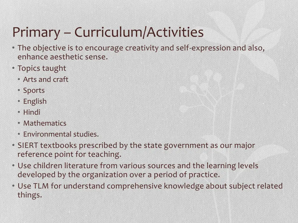 primary curriculum activities the objective