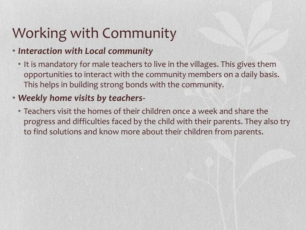 working with community interaction with local