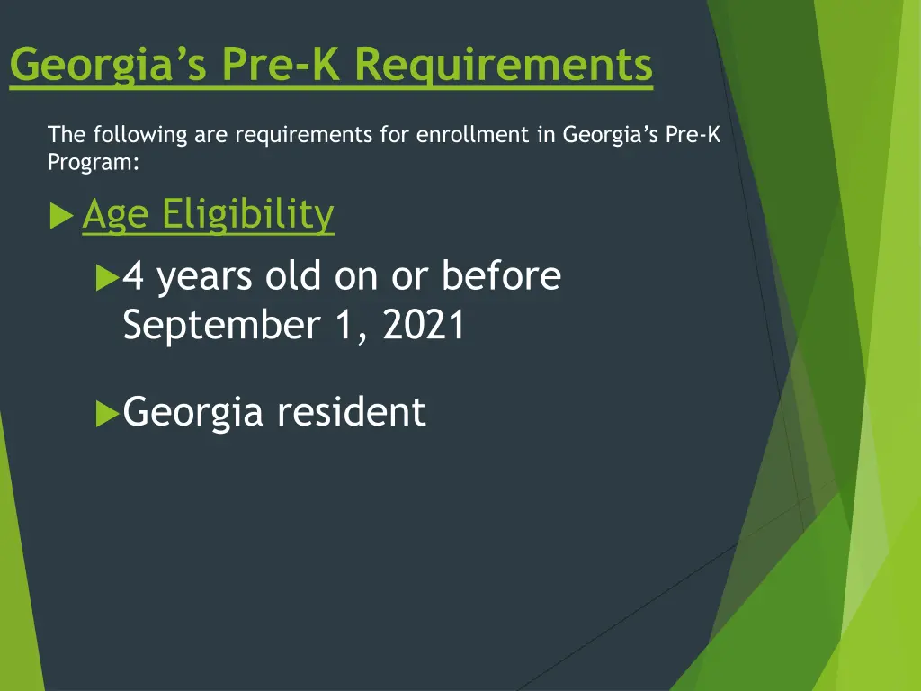 georgia s pre k requirements