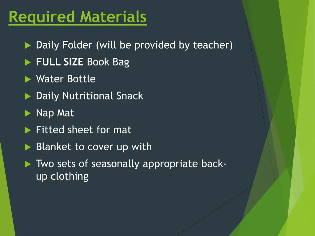 required materials