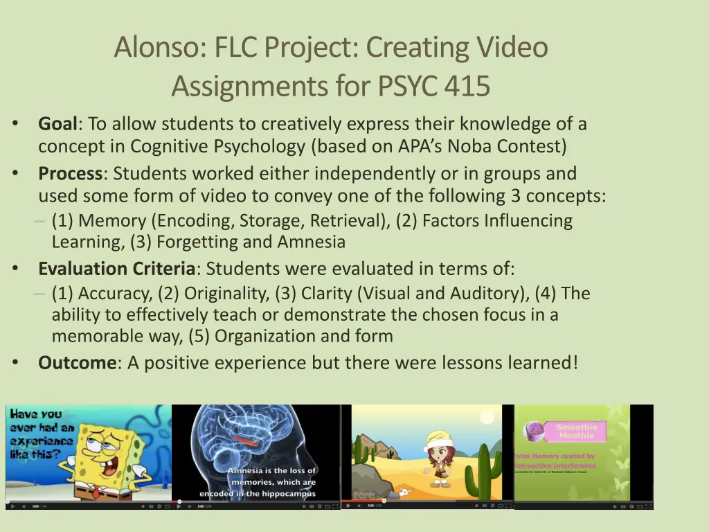 alonso flc project creating video assignments