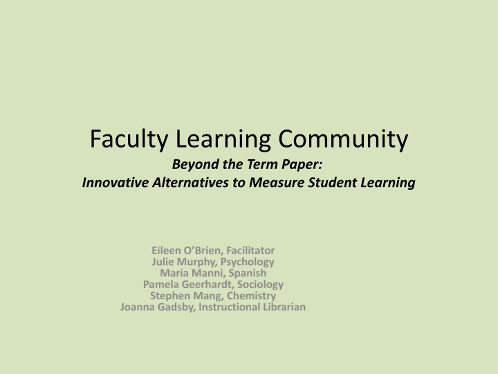 faculty learning community beyond the term paper