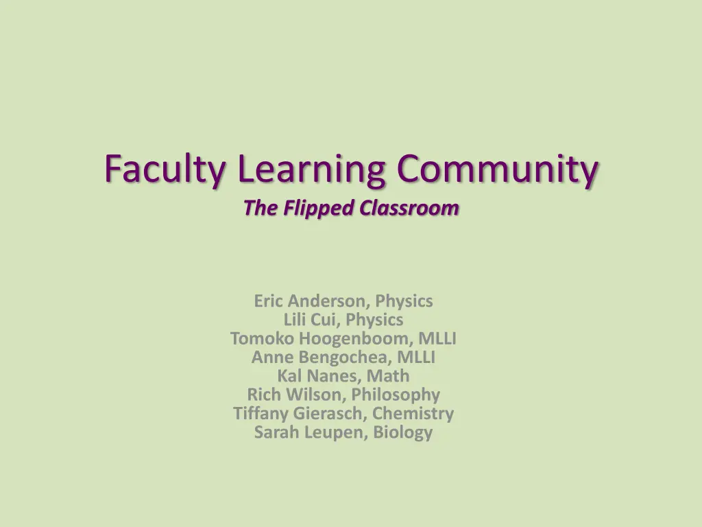 faculty learning community the flipped classroom