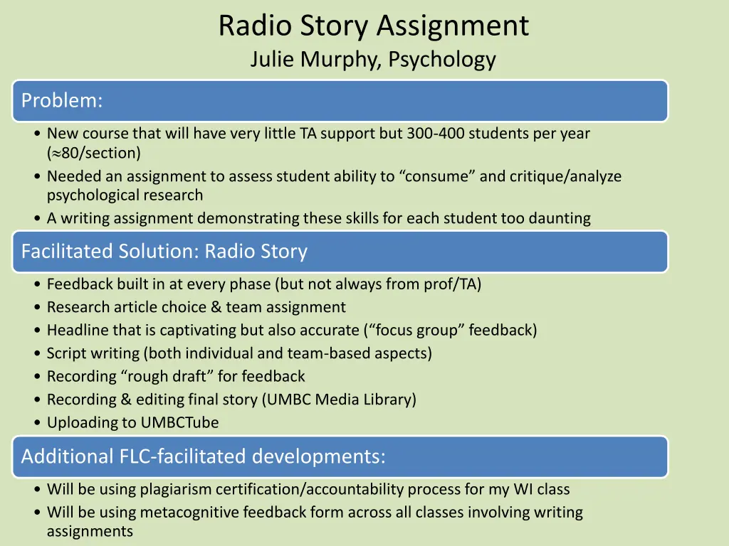 radio story assignment julie murphy psychology