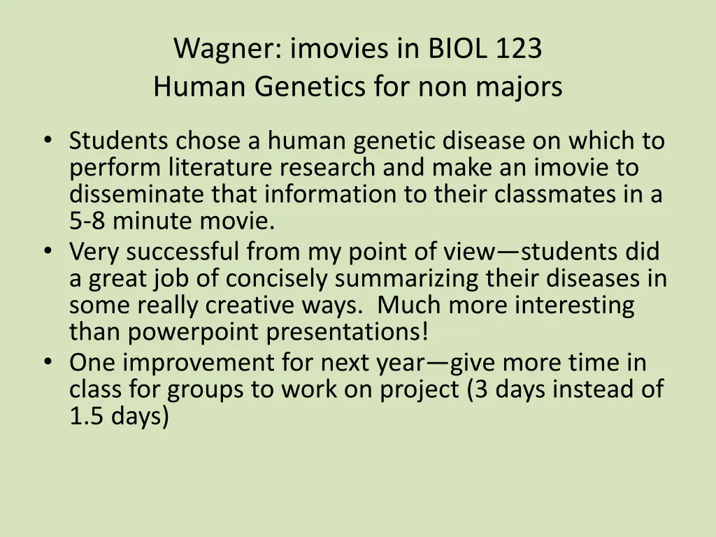 wagner imovies in biol 123 human genetics