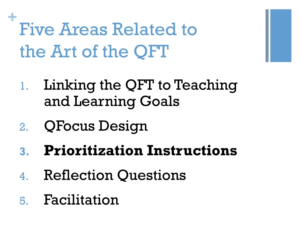 five areas related to the art of the qft 2