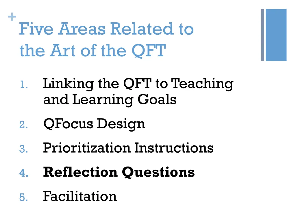 five areas related to the art of the qft 3