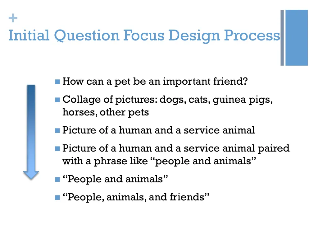 initial question focus design process