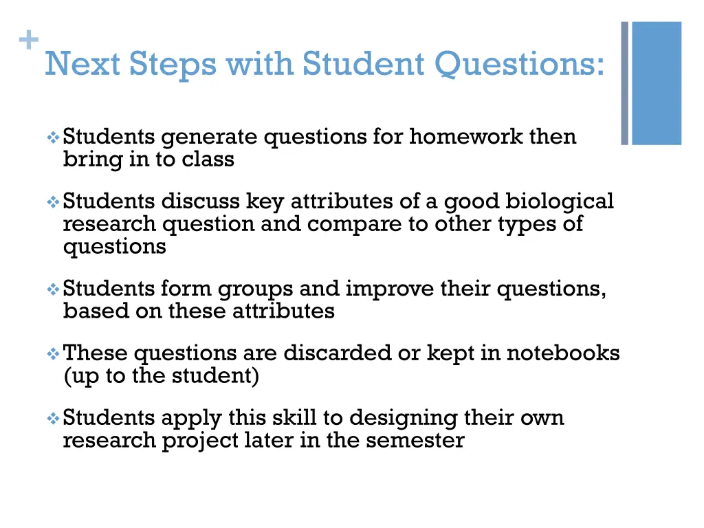 next steps with student questions 1