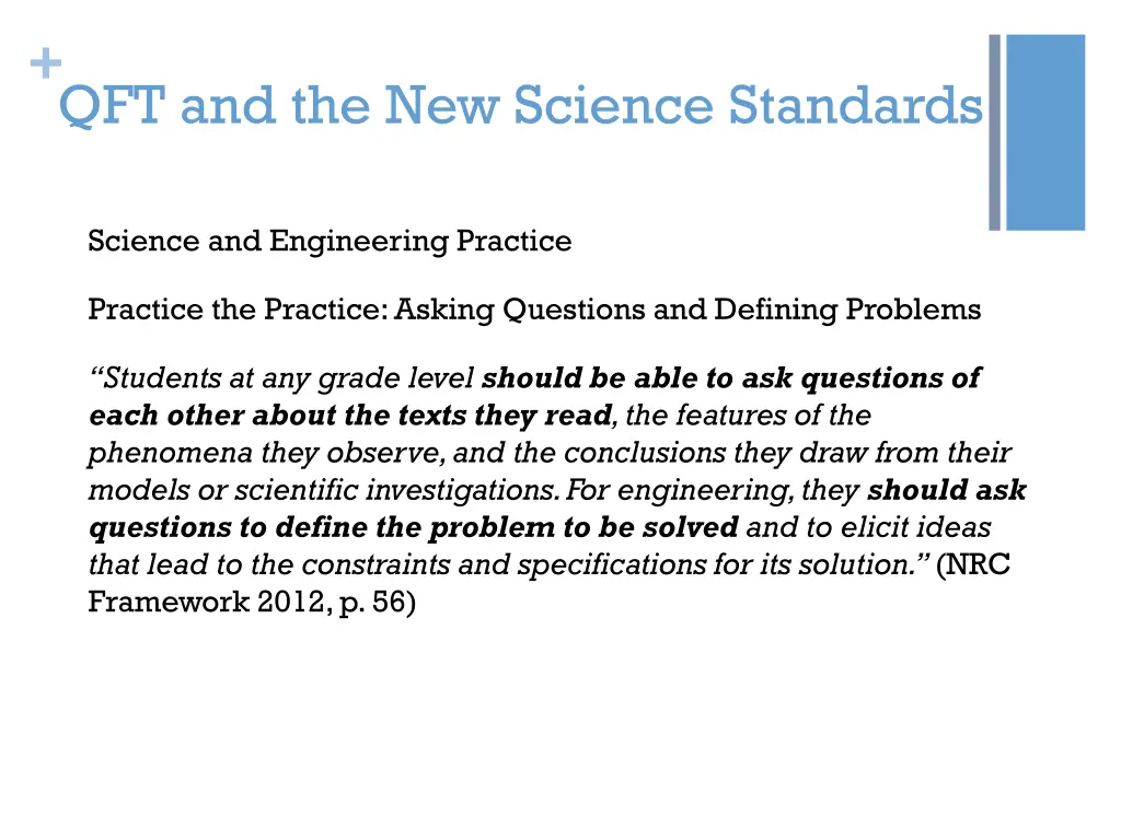 qft and the new science standards