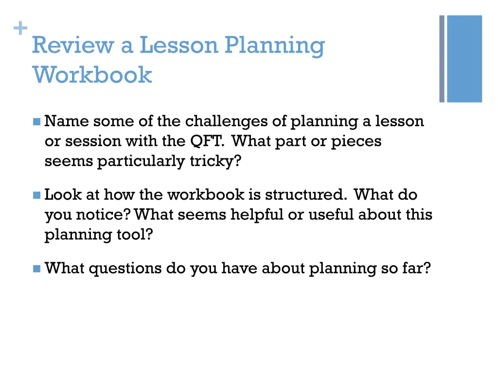 review a lesson planning workbook