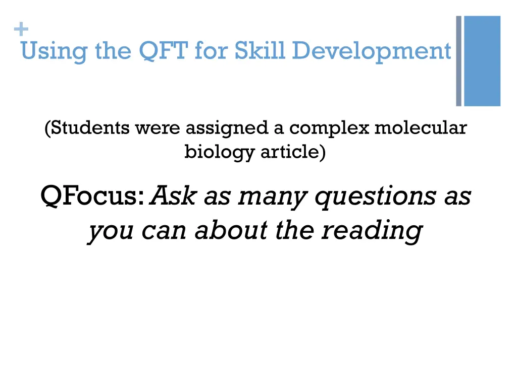 using the qft for skill development