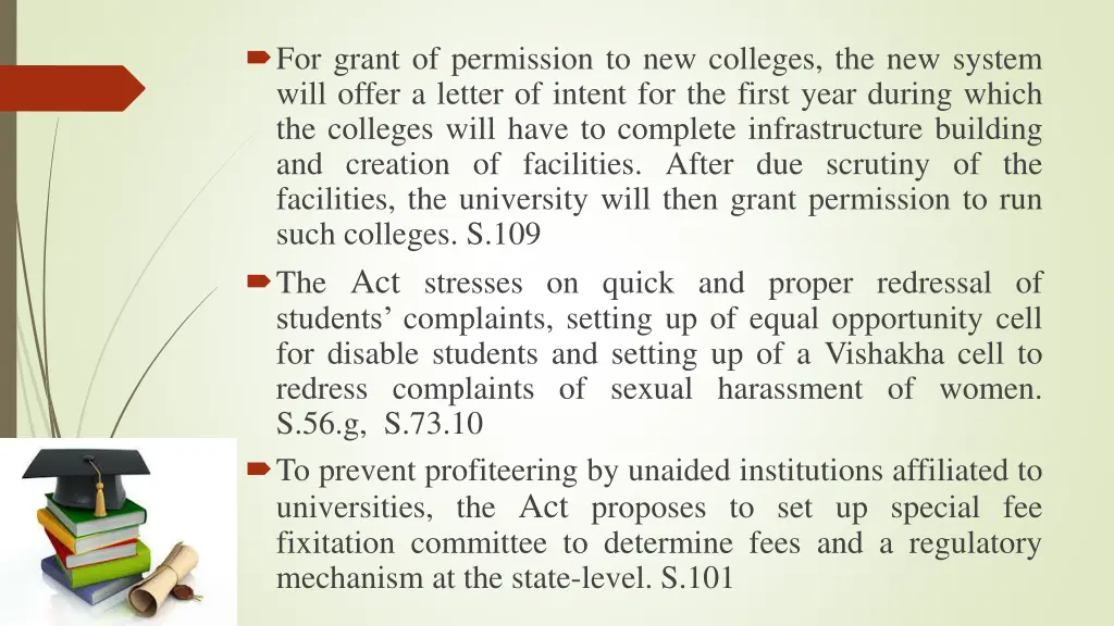 for grant of permission to new colleges