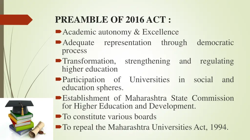 preamble of 2016 act academic autonomy excellence