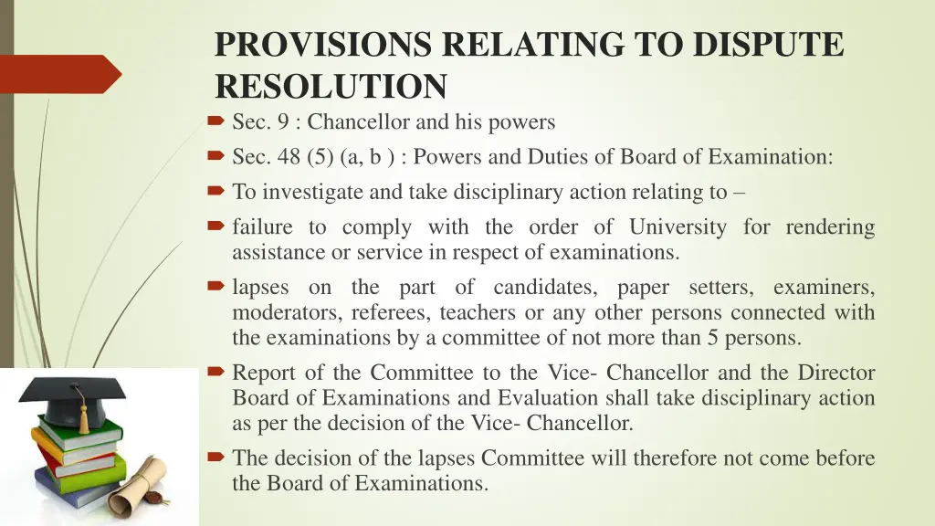 provisions relating to dispute resolution