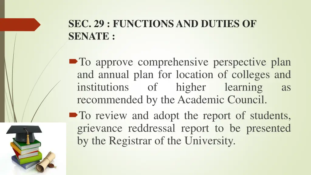 sec 29 functions and duties of senate