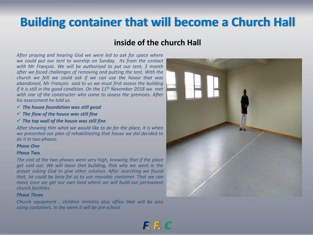 building container that will become a church hall