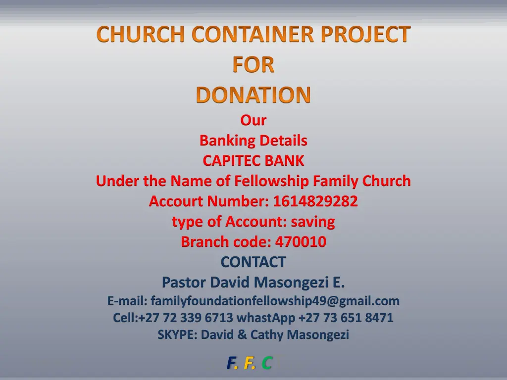 church container project for donation our banking