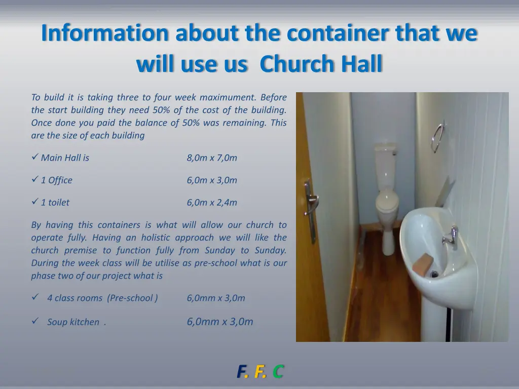 information about the container that we will