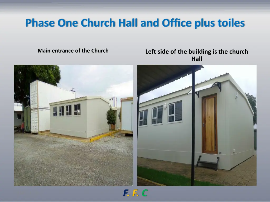 phase one church hall and office plus toiles