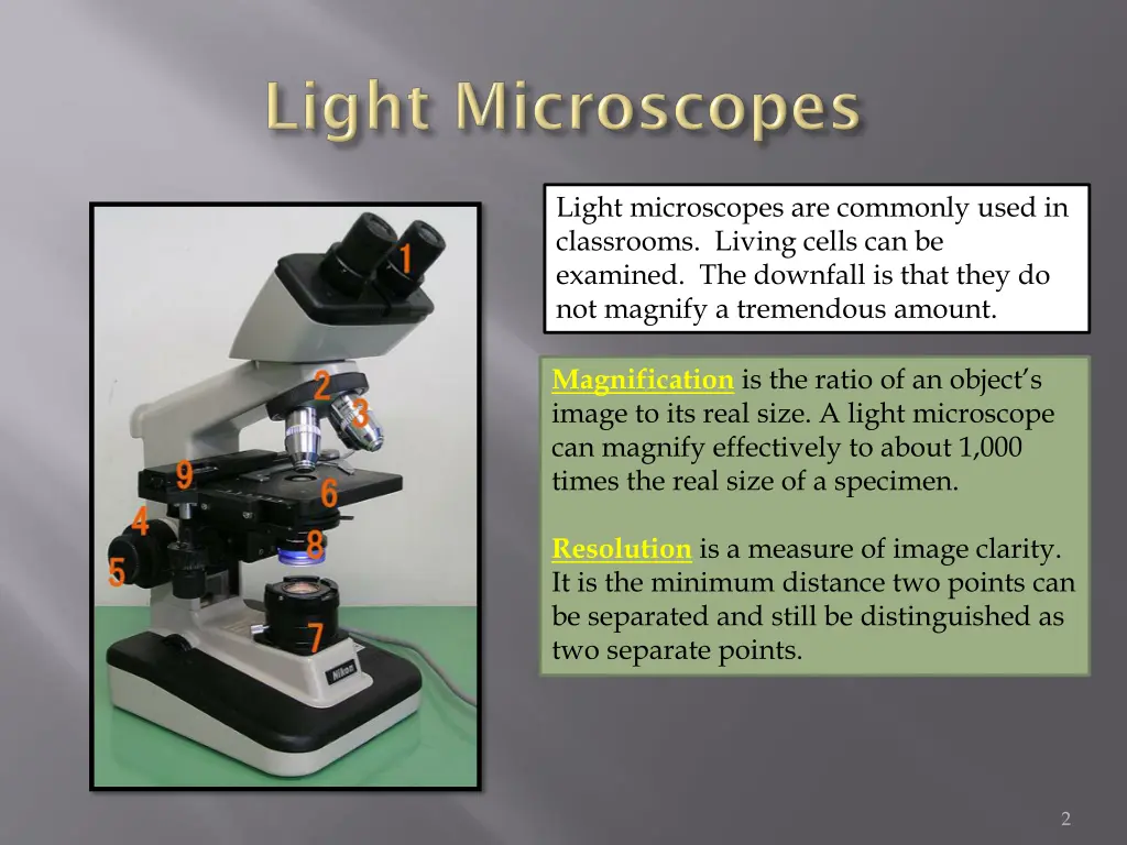 light microscopes are commonly used in classrooms