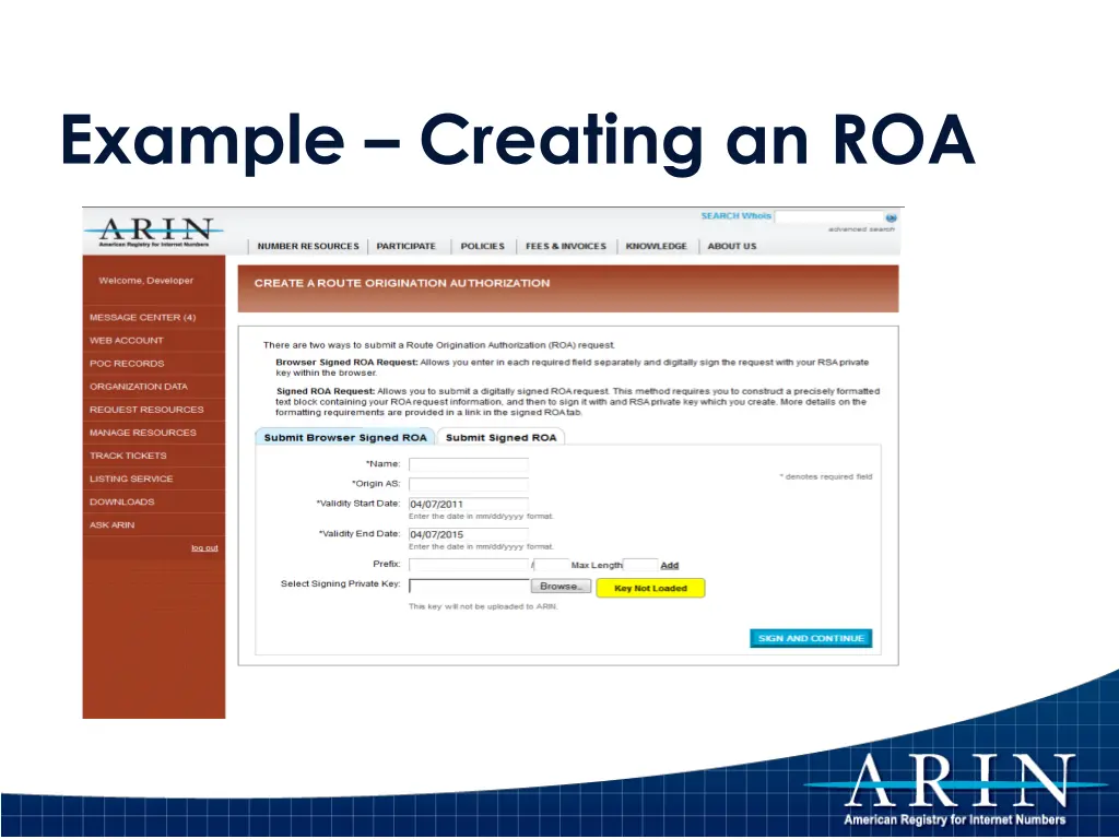 example creating an roa