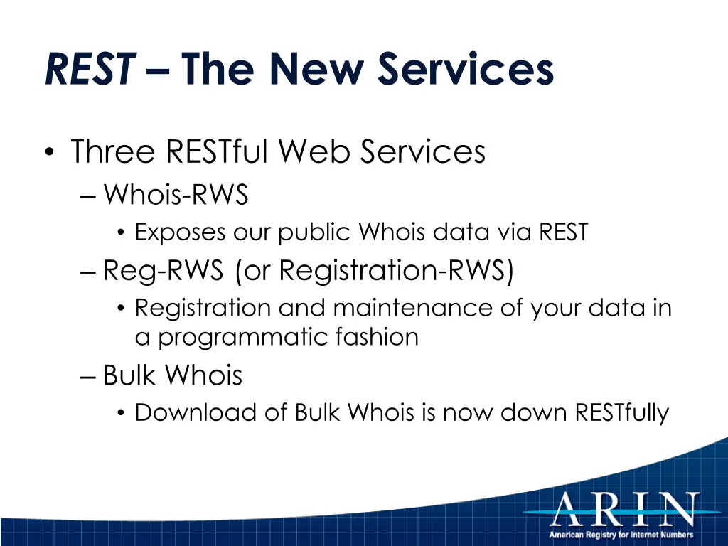 rest the new services