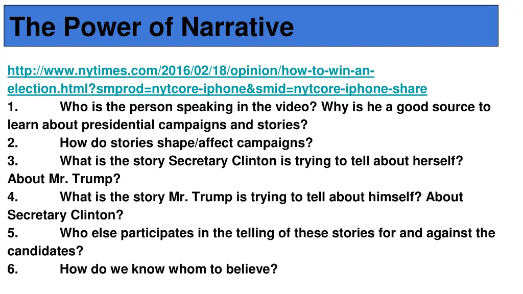 the power of narrative