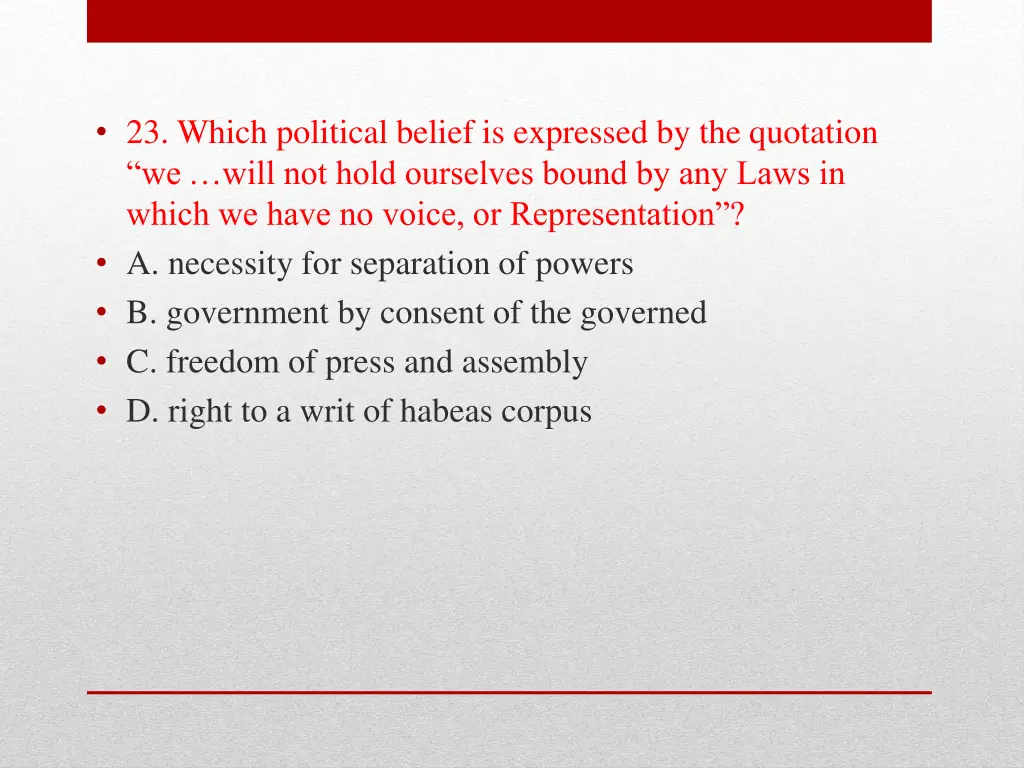 23 which political belief is expressed