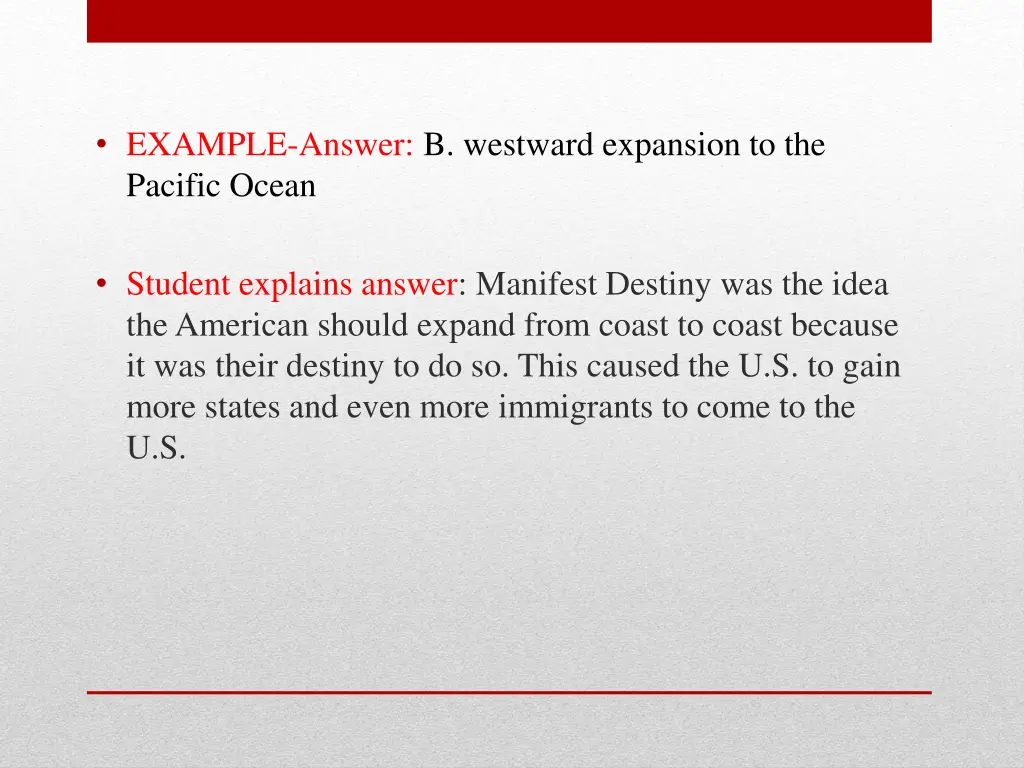 example answer b westward expansion