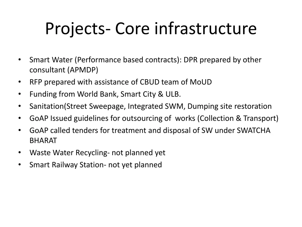 projects core infrastructure