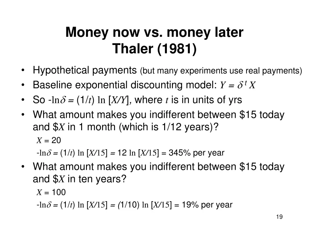 money now vs money later thaler 1981