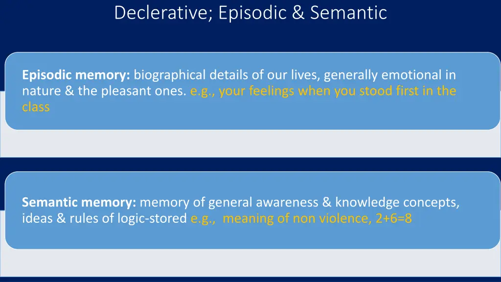 declerative episodic semantic