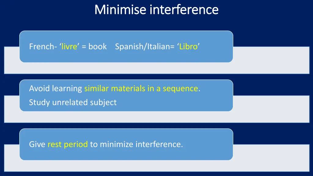 minimise interference minimise interference