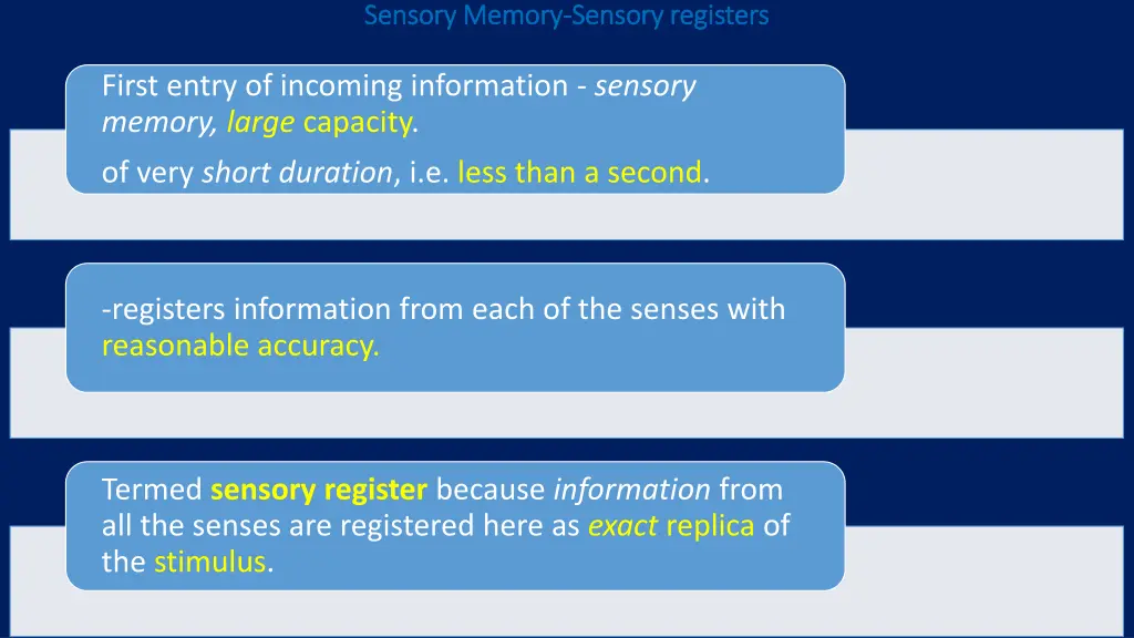 sensory memory sensory memory sensory registers