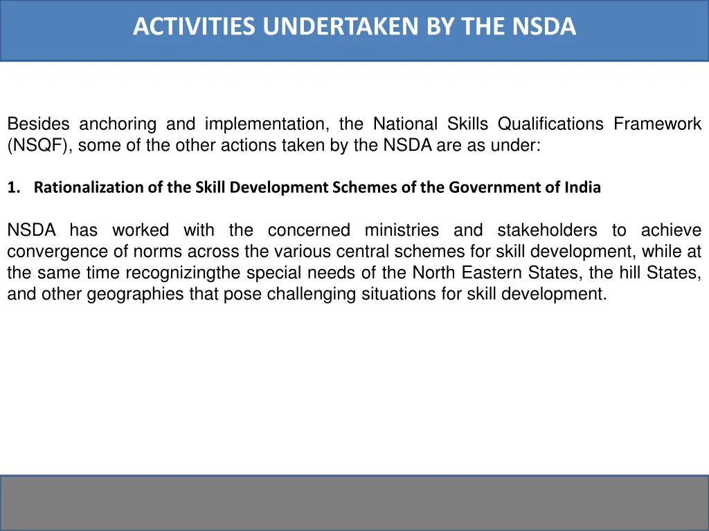 activities undertaken by the nsda 1