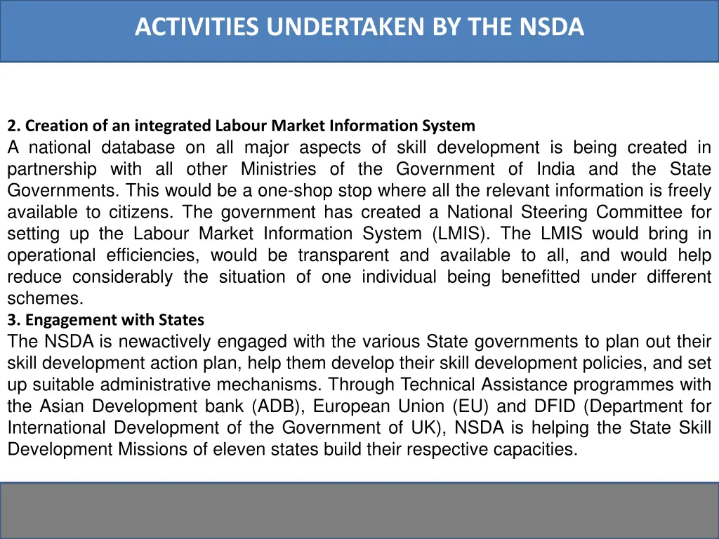 activities undertaken by the nsda 2