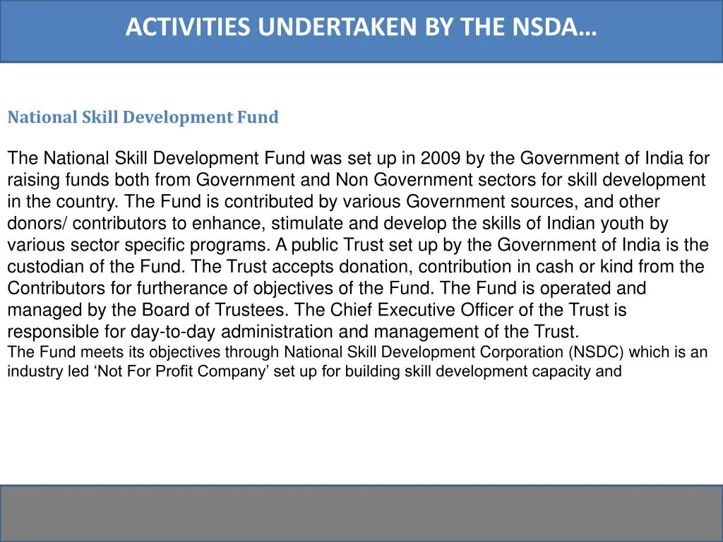 activities undertaken by the nsda 4