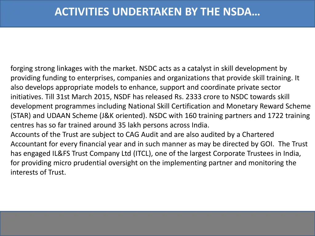 activities undertaken by the nsda 5